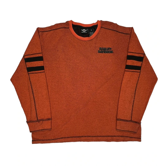 Harley Davidson Striped Long Sleeve T-Shirt - XL Black Cotton