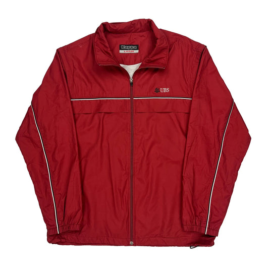 Ubs Logo Kappa Windbreaker - Large Red Polyester