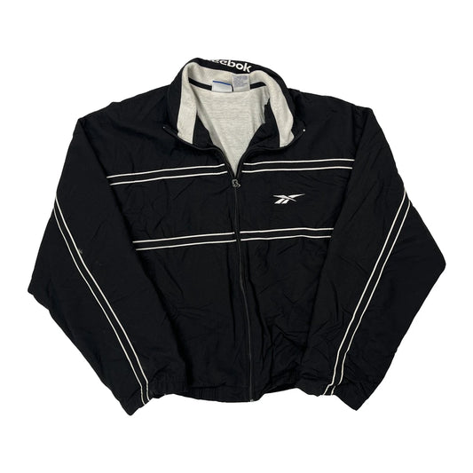 Reebok Striped Track Jacket - Medium Black Polyester