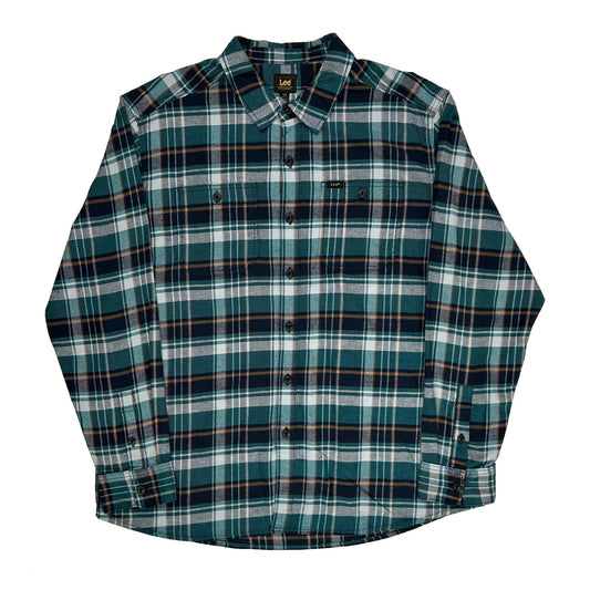 Vintage Lee Checked Flannel Shirt - 2XL Green Cotton