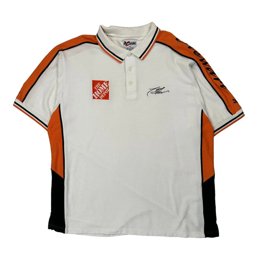 Vintage The Home Depot Chase Authentics Nascar Polo Shirt - XL White Cotton Blend