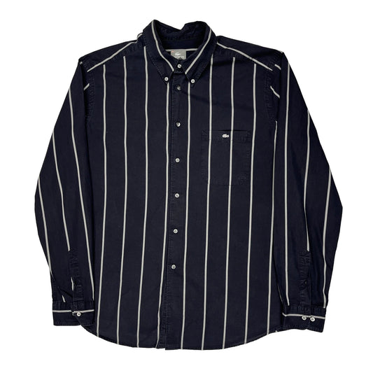 Lacoste Striped Shirt - Medium Navy Cotton