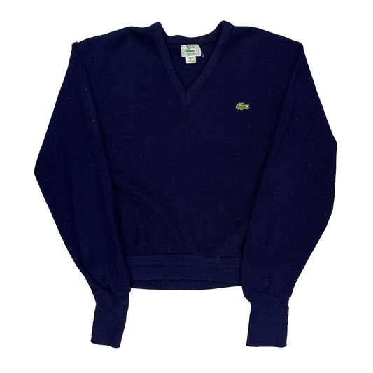 Made In Usa Izod Lacoste V-Neck Jumper - Large Navy Acrylic
