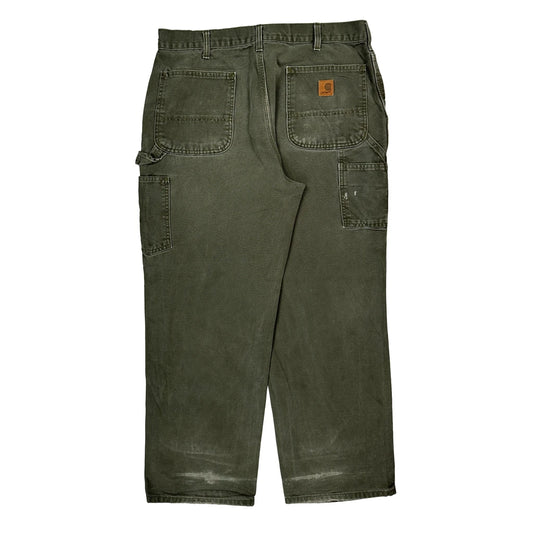 Carhartt Mos Carpenter Trousers - 34W 30L Green Cotton