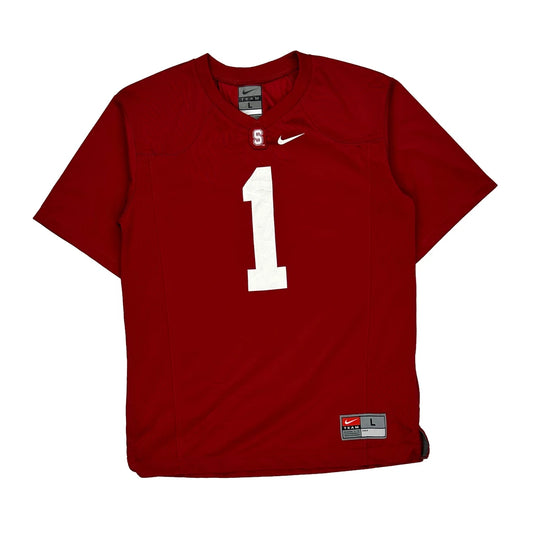 Age 12-13 Stanford Nike College Jersey - Large Red Polyester