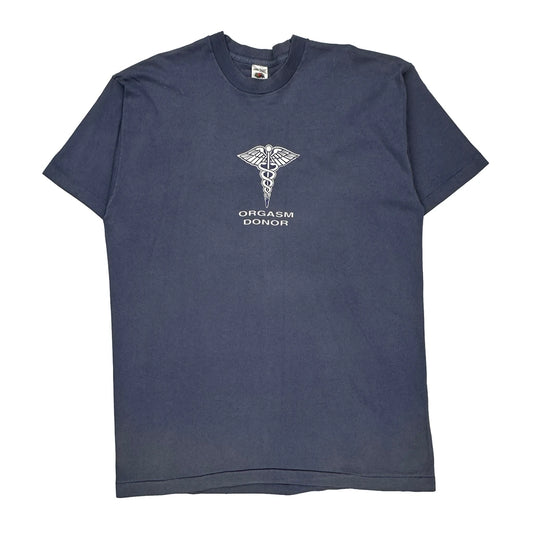 Orgasm Donor Fruit Of The Loom Graphic T-Shirt - XL Blue Cotton