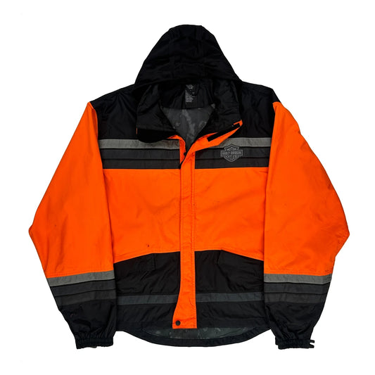 Vintage Motorcycles Harley Davidson Windbreaker - XL Orange Polyester
