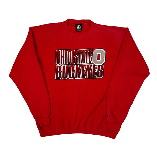 Ohio State Buckeyes Starter College Sweatshirt - Large Red Cotton