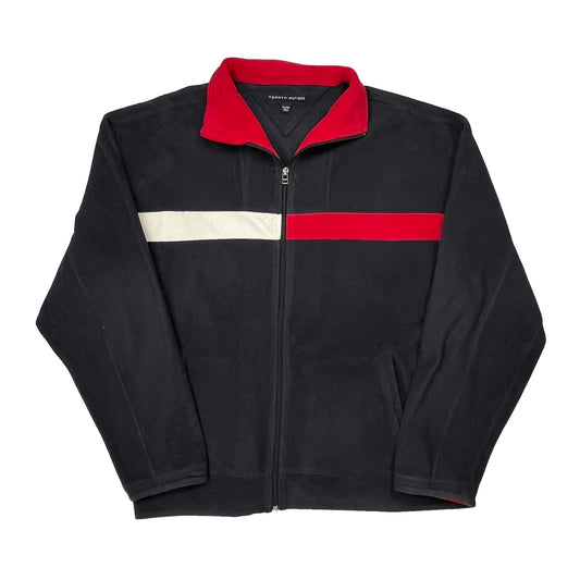 Tommy Hilfiger Striped Fleece Jacket - 2XL Black Polyester