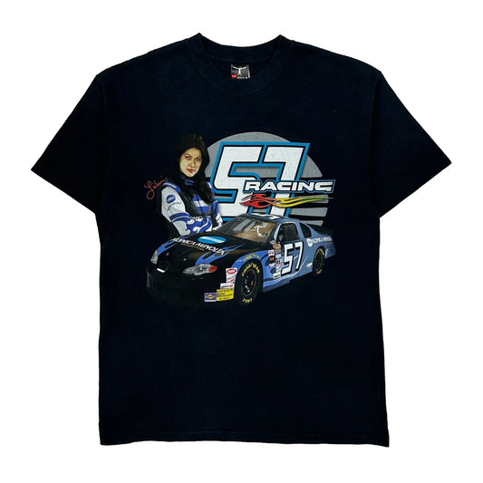 57 Racing Hanes Nascar T-Shirt - Large Black Cotton