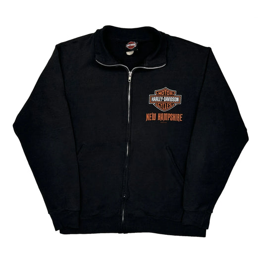 New Hampshire Harley Davidson Graphic Jacket - Medium Black Cotton