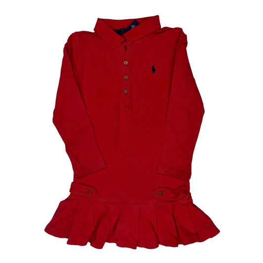 Age 4 Ralph Lauren A-Line Dress - 2XS Red Cotton
