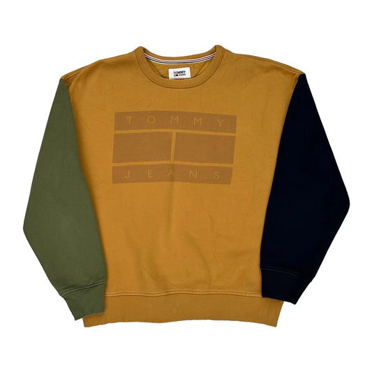 Tommy Jeans Spellout Sweatshirt - Medium Brown Cotton Blend