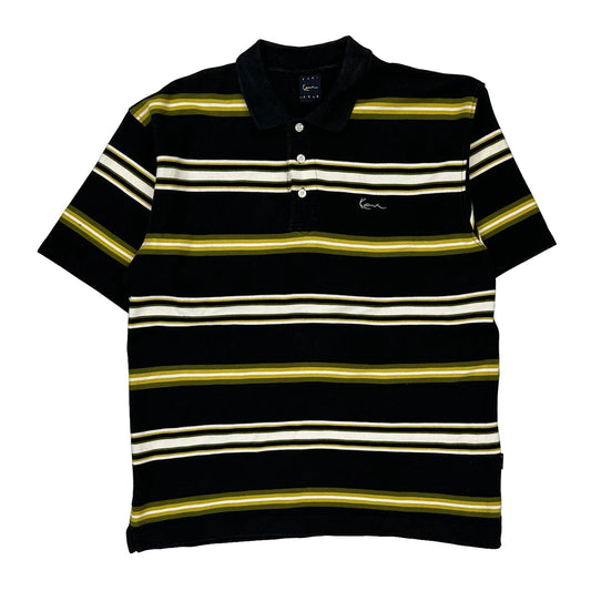 Karl Kani Striped Polo Shirt - XL Black Cotton Blend