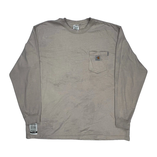 Carhartt Long Sleeve T-Shirt - 3XL Beige Cotton