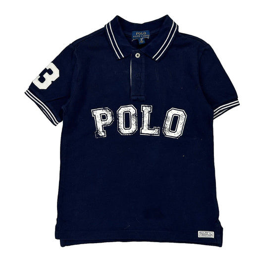 Age 7 Polo By Ralph Lauren Spellout Polo Shirt - Medium Navy Cotton