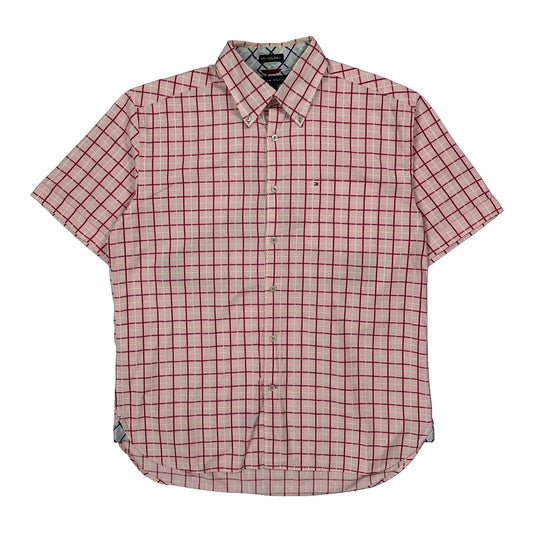 Vintage Tommy Hilfiger Checked Short Sleeve Shirt - Medium Red Cotton