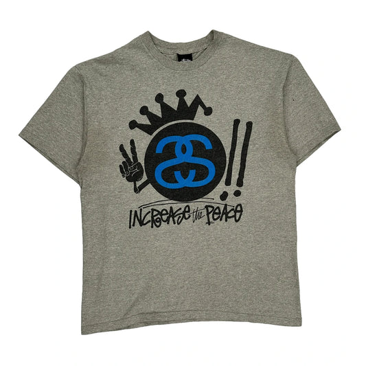 Stussy Graphic T-Shirt - Medium Grey Cotton