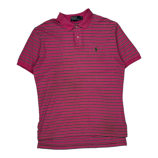 Polo By Ralph Lauren Striped Polo Shirt - Medium Pink Cotton