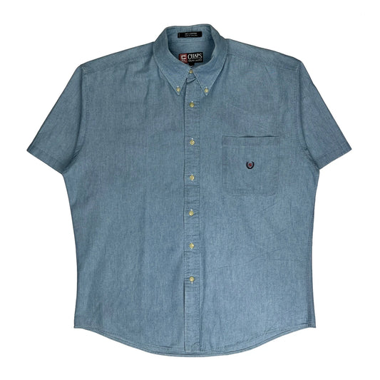 Chaps Ralph Lauren Short Sleeve Shirt - Large Light Wash Cotton
