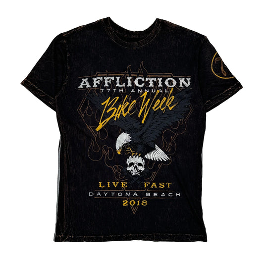 Made In USA Bike Week 2018 Affliction Graphic T-Shirt - Medium Black Cotton