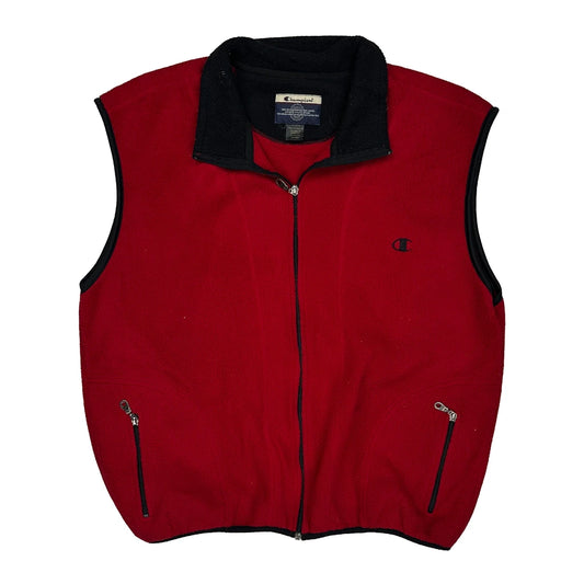 Vintage Champion Gilet - Large Red Polyester