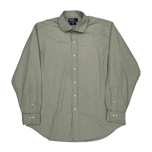 Regent Classic Fit Polo By Ralph Lauren Pinstripe Shirt - XL Green Cotton
