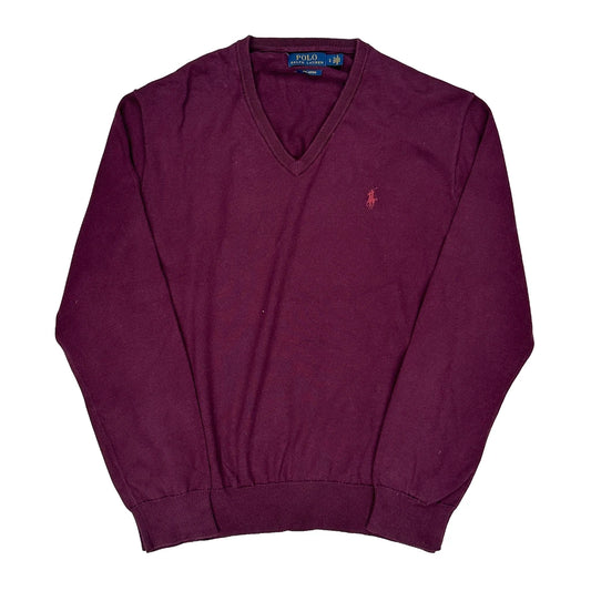 Vintage Polo By Ralph Lauren Jumper - Large Burgundy Cotton