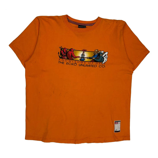 Knowledge Of Self Ecko Unltd Graphic T-Shirt - 2XL Orange Cotton