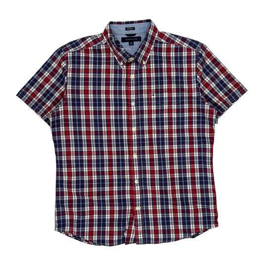 Tommy Hilfiger Checked Short Sleeve Shirt - Large Multicoloured Cotton
