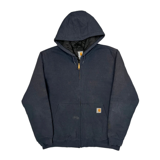 Carhartt Quilted Lined Hoodie - Large Blue Cotton