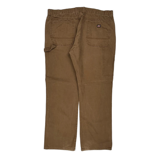 Dickies Double Knee Carpenter Trousers - 40W 32L Brown Cotton