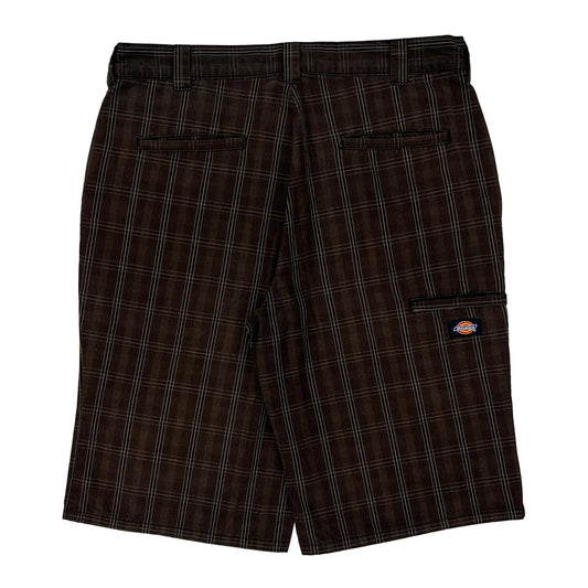 Dickies Checked Shorts - 34W 12L Brown Cotton