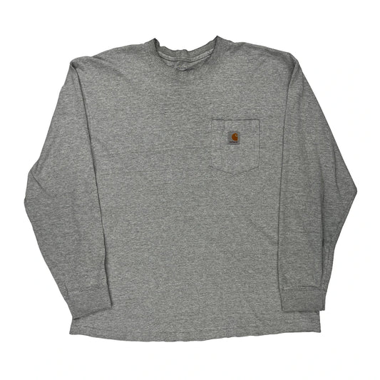 Carhartt Long Sleeve T-Shirt - XL Grey Cotton Blend