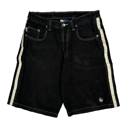 Unbranded Contrast Stitch Denim Shorts - 32W 12L Black Denim