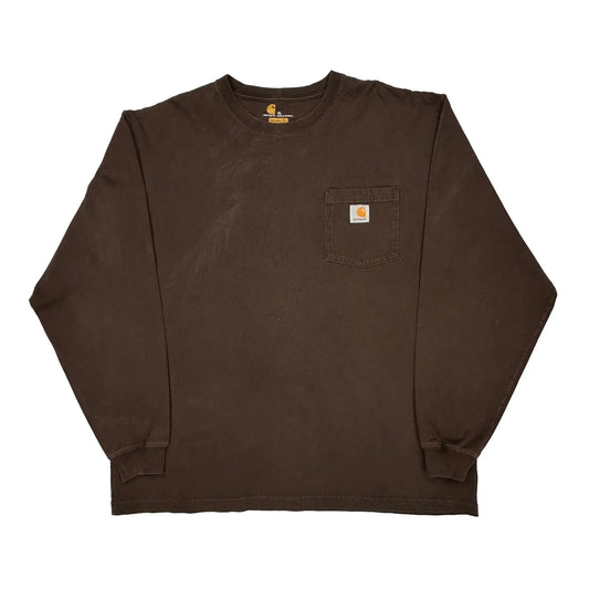 Carhartt Long Sleeve T-Shirt - XL Brown Cotton