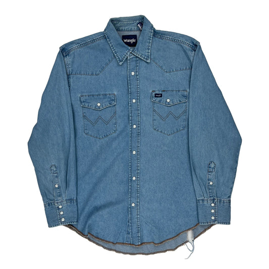 Wrangler Denim Shirt - Large Blue Denim