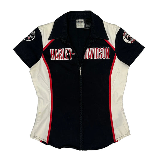Harley Davidson Fitted Shirt - Medium Black Cotton
