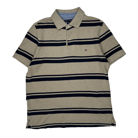 Tommy Hilfiger Striped Polo Shirt - XS Beige Cotton