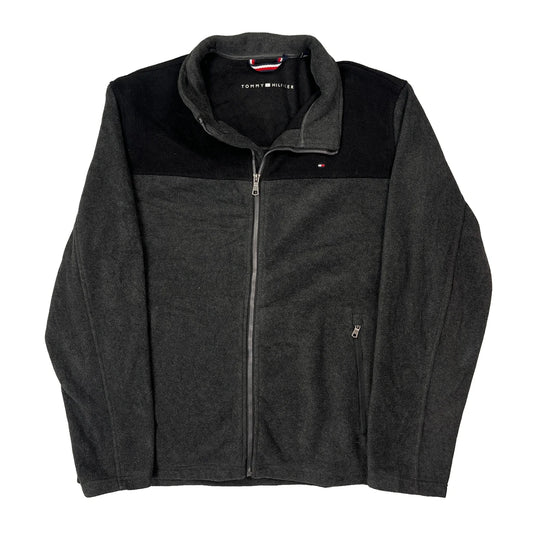 Vintage Tommy Hilfiger Fleece Jacket - 2XL Grey Polyester