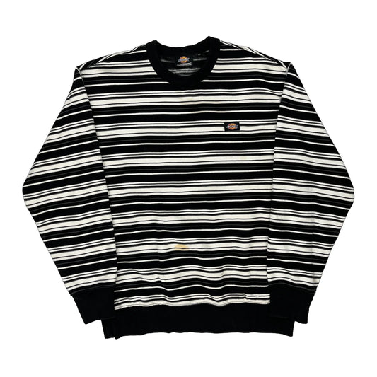 Dickies Striped Sweatshirt - XL Black & White Cotton