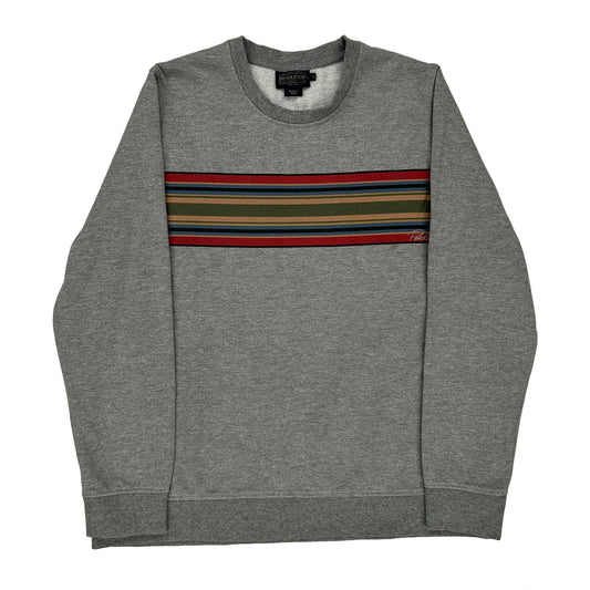 Pendleton Woolen Mills Pendleton Striped Sweatshirt - Large Grey Cotton