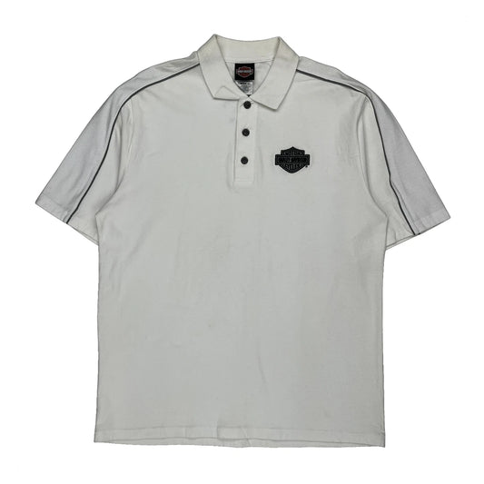 Sauk Prairie Harley-Davidson Harley Davidson Polo Shirt - Large White Cotton