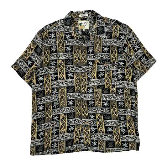 Ron Chereskin Hawaiian Shirt - Medium Black Viscose