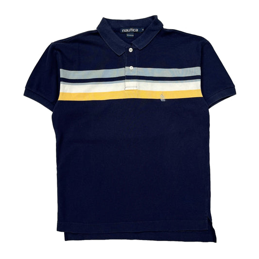 Nautica Striped Polo Shirt - Small Blue Cotton