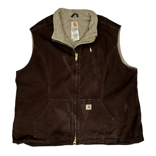 Sherpa Lining Carhartt Plus Size Gilet - 3XL Brown Cotton