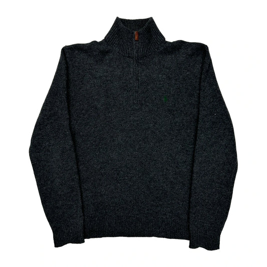 Polo By Ralph Lauren 1/4 Zip - Large Grey Wool