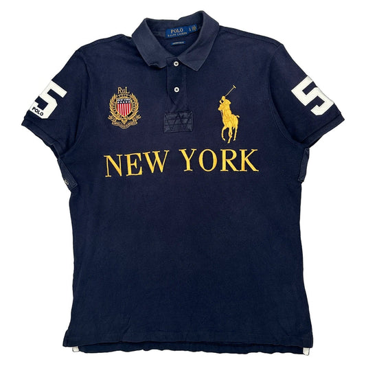 Polo By Ralph Lauren Slim Fit Polo Shirt - Large Navy Cotton