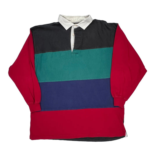 Robert Stock Striped Rugby Shirt - Large Black Cotton