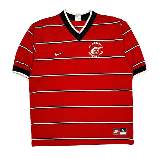 Wv Rowdies Soccer Club Nike Striped Football Shirt - Large Red Polyester